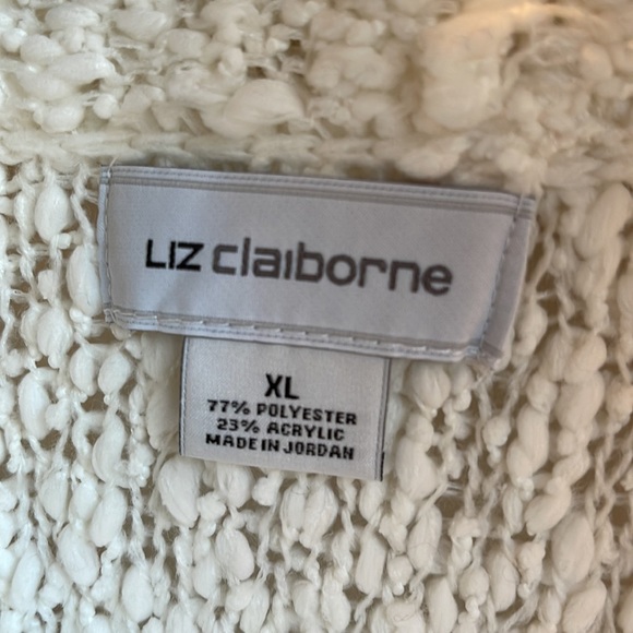 NWT LIZ CLAIBORNE WHITE TEXTURED COWL NECK SWEATER XL - Picture 4 of 5